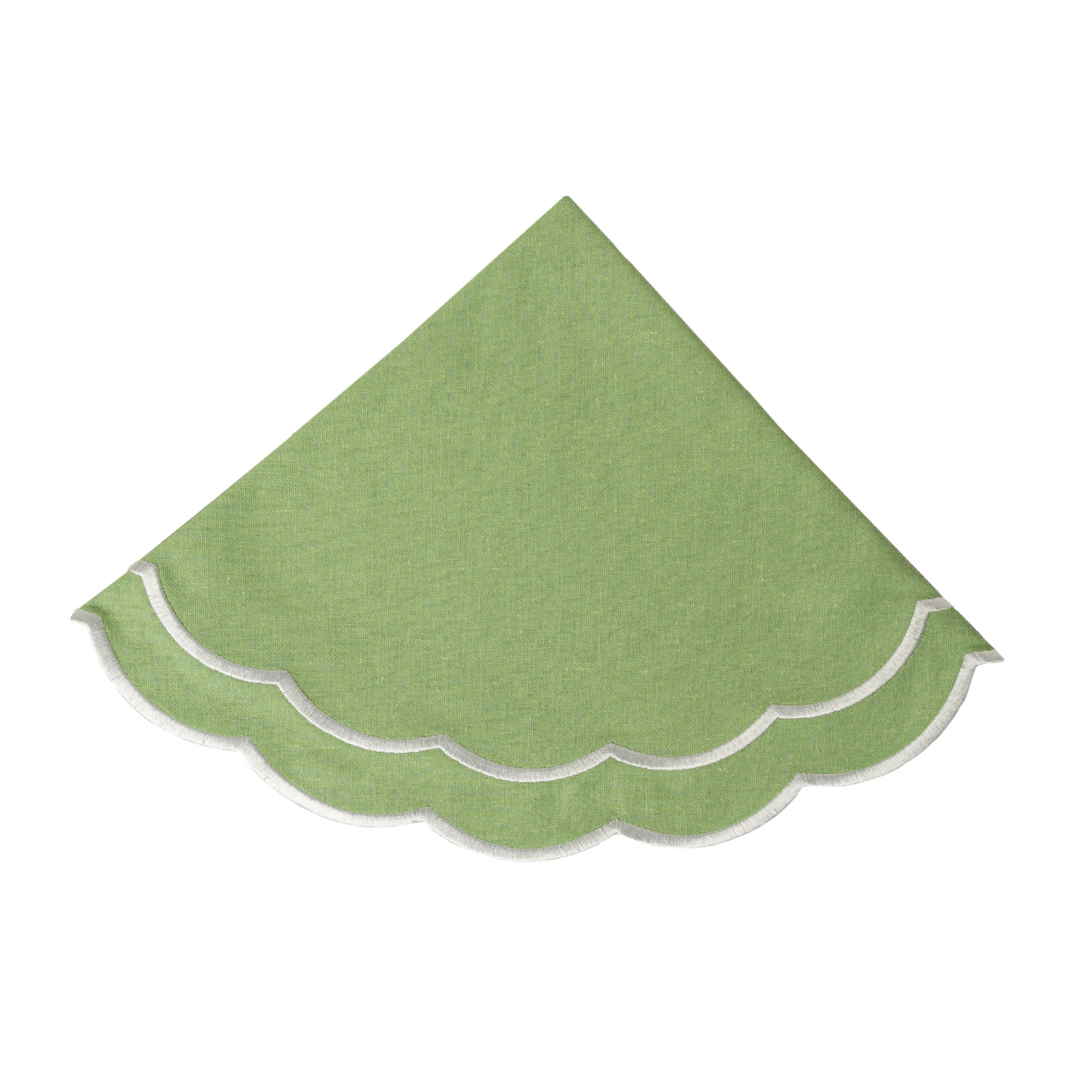 Scalloped Verde Con Bordado Blanco